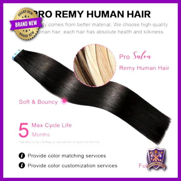 20 Inch Tape In Hair Extensions 100% Remy Human Hair 20 Pieces Straight main image 4